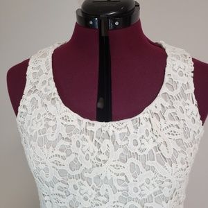 Lucky Brand cream crochet overlay top